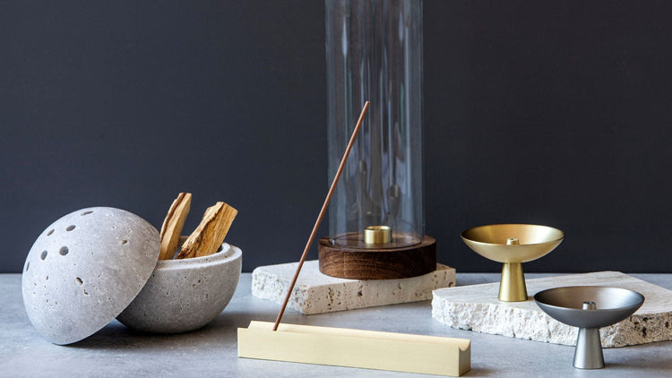 Incense holders in metal and stone