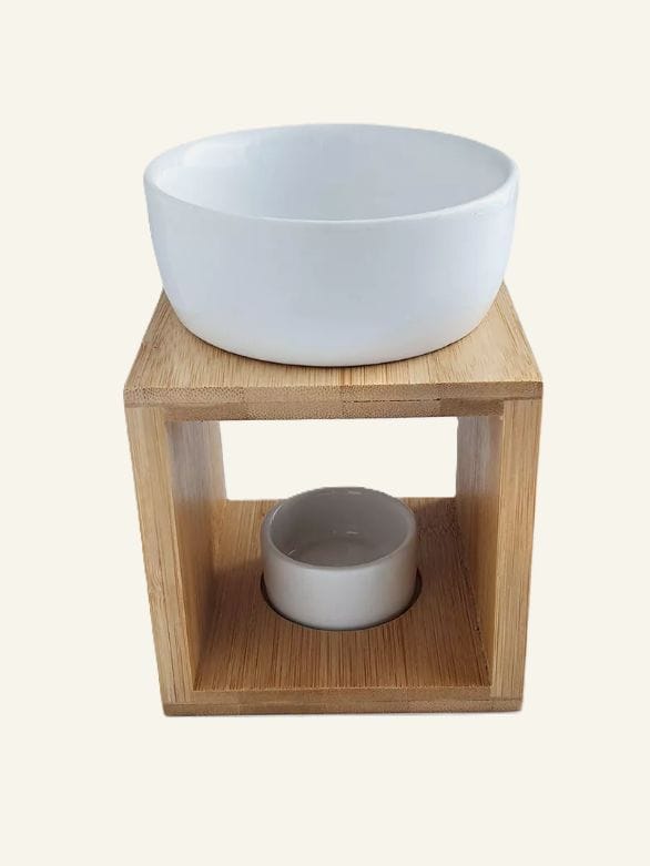 Bamboo & Ceramic Tealight Oil Burner - Altasphere