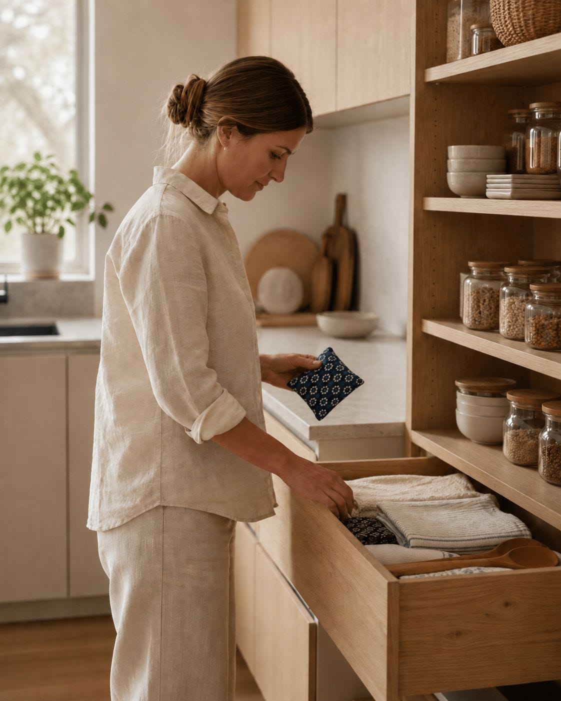 Indigo Pantry Pest Repellent Set of 3 in use in kitchen drawer