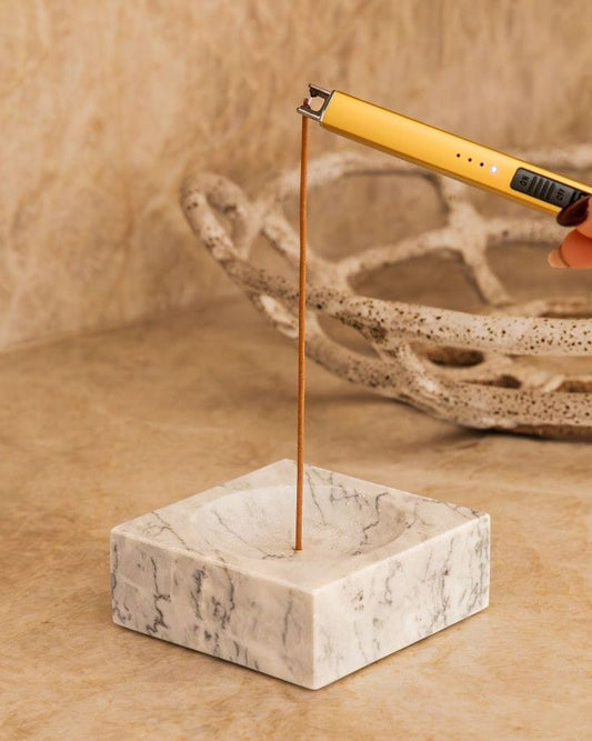 Marble Incense Holder w Lava Stones - Altasphere