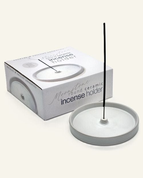 White Ceramic Incense Holder Round - Altasphere