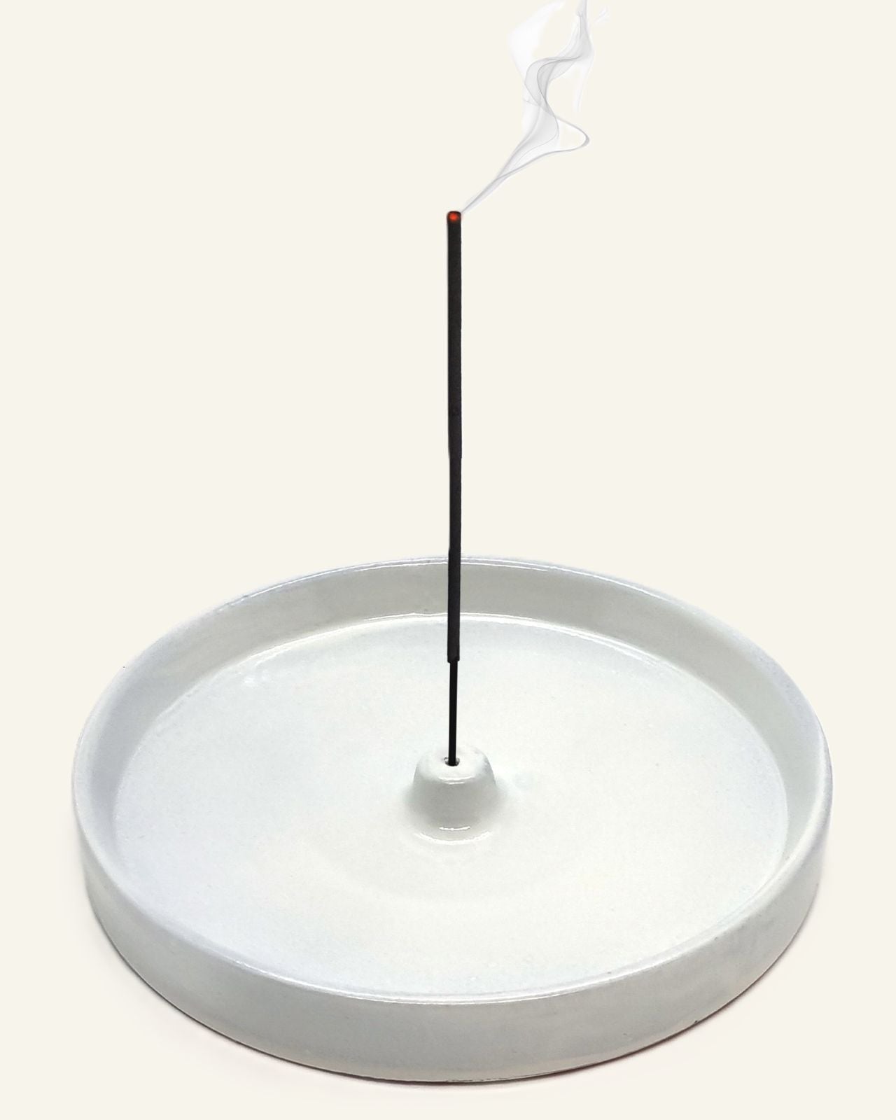 White Ceramic Incense Holder Round - Altasphere