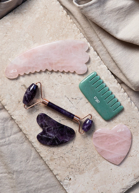 Alta Alta Amethyst Beauty Ritual Set Facial Roller and Gua Sha Altasphere