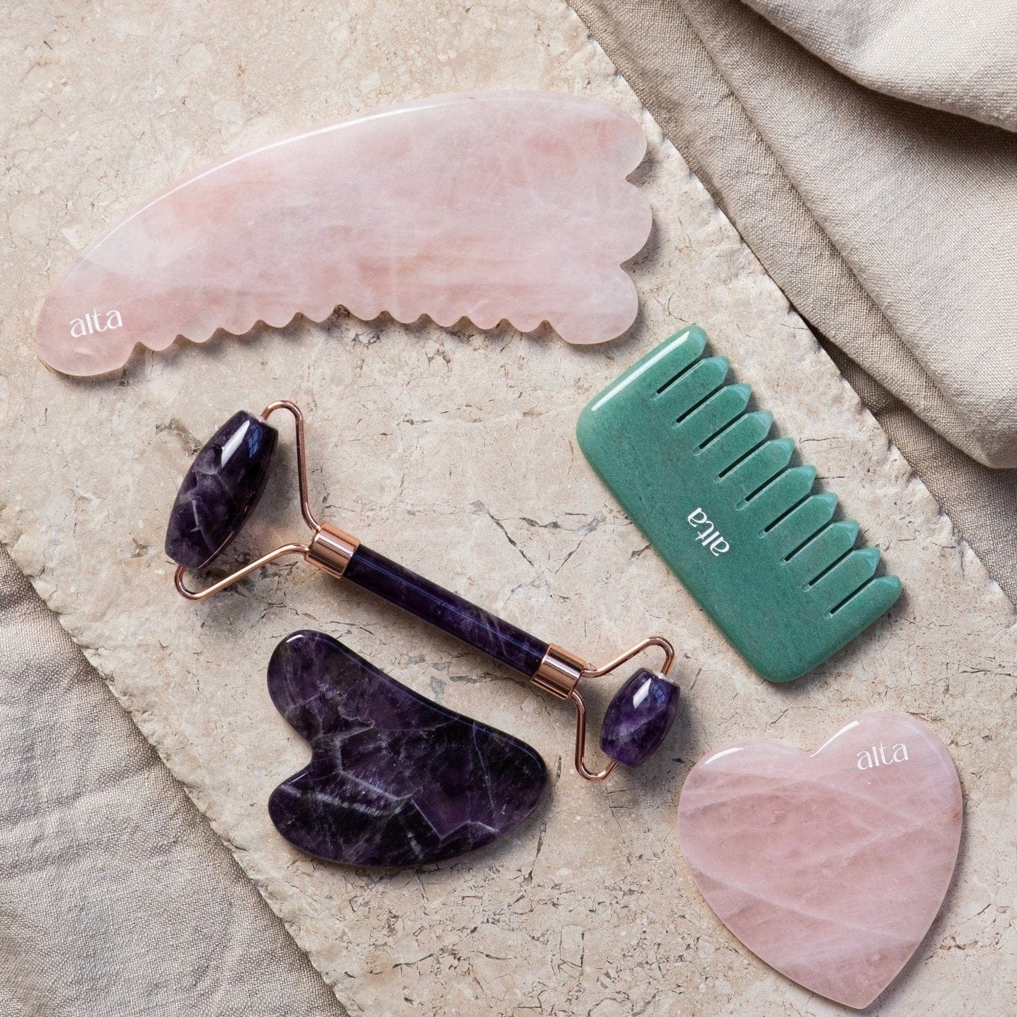 Alta Alta Rose Quartz Sculpted Heart Gua Sha Altasphere