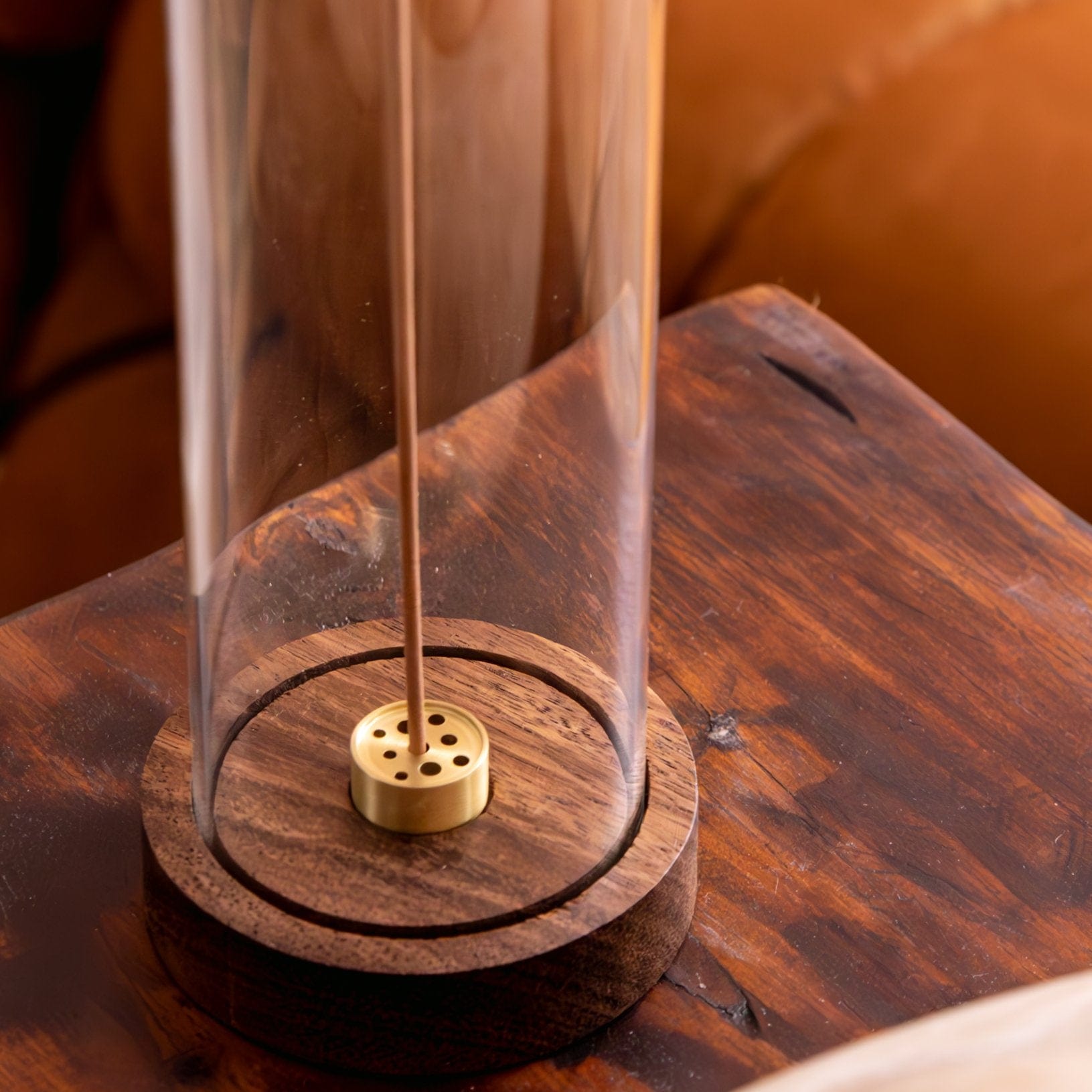 Alta Alta Rico Walnut Wood and Brass Incense Holder Altasphere