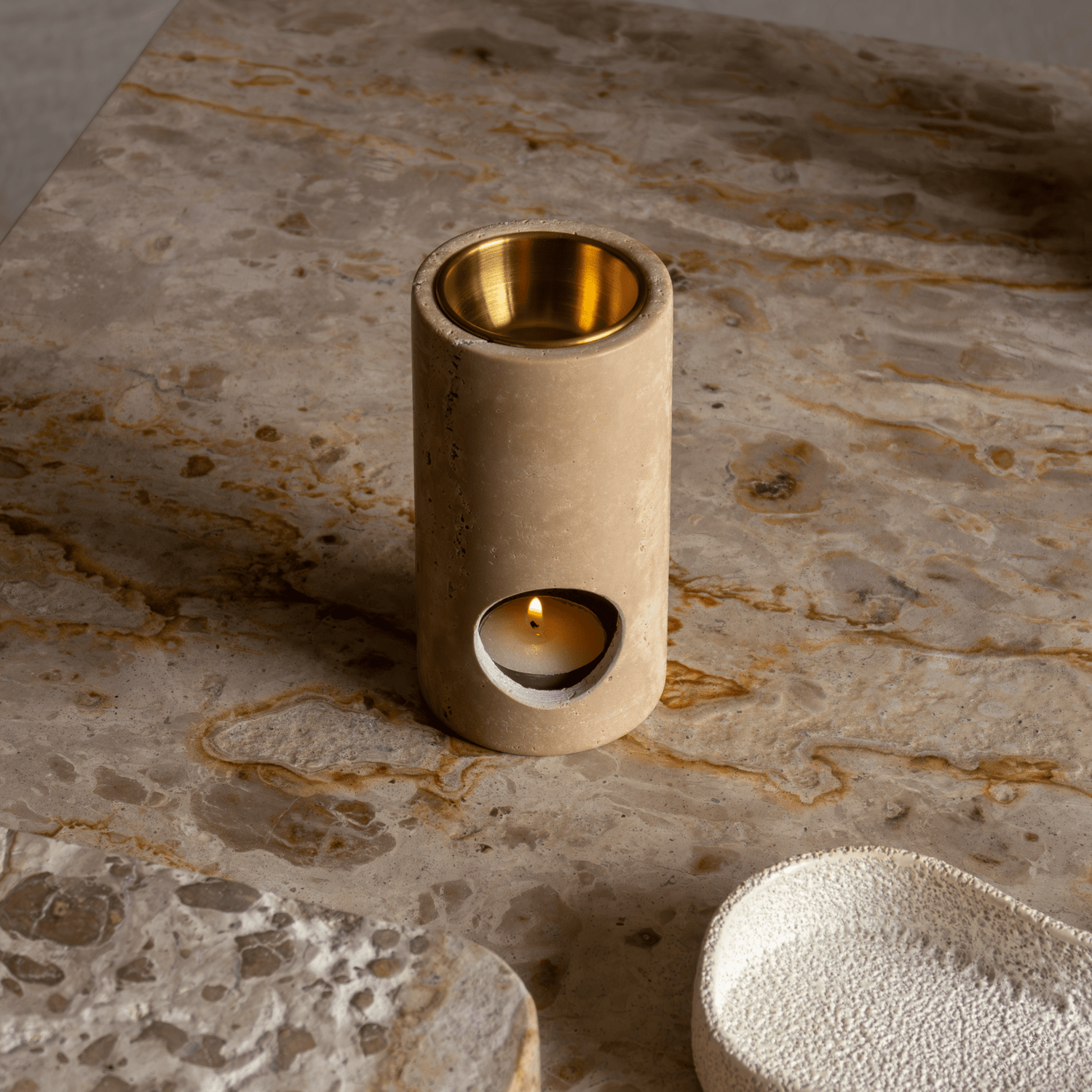 Alta Column Travertine Oil Burner - Altasphere