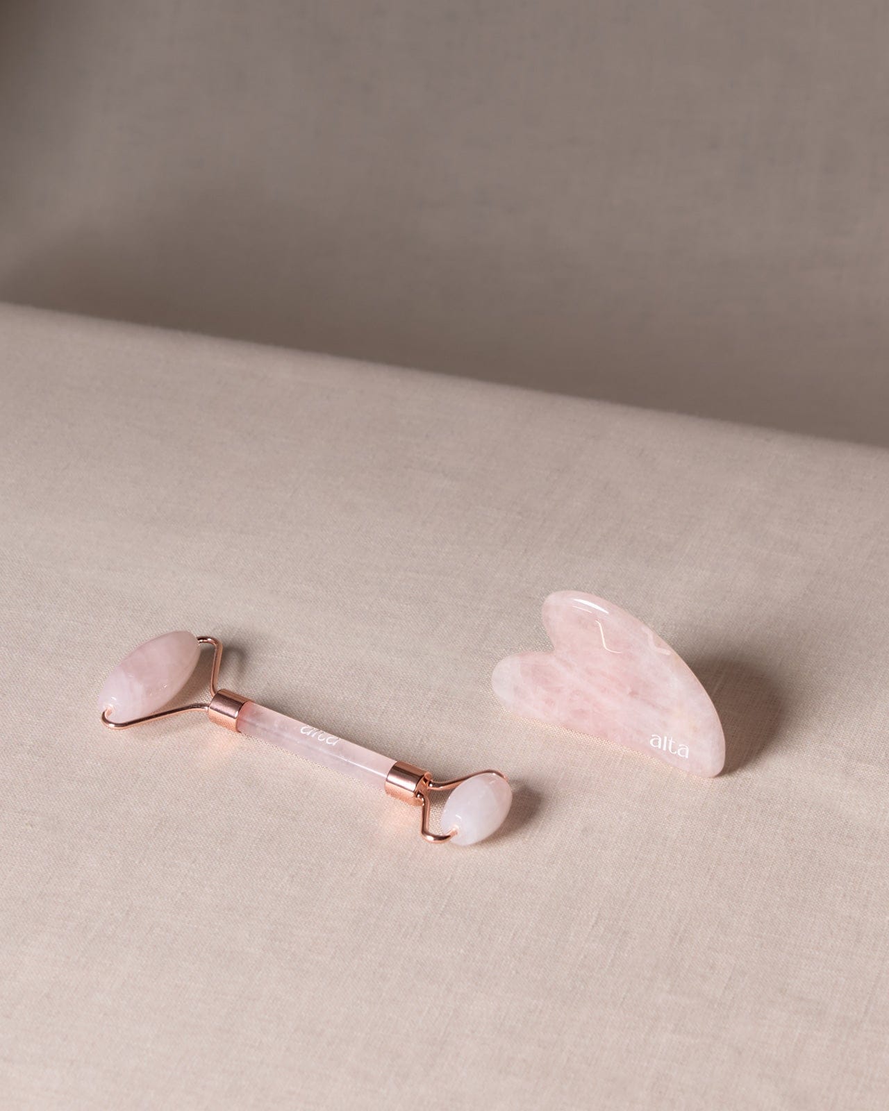 Alta Rose Quartz Beauty Ritual Set Facial Roller and Gua Sha - Altasphere