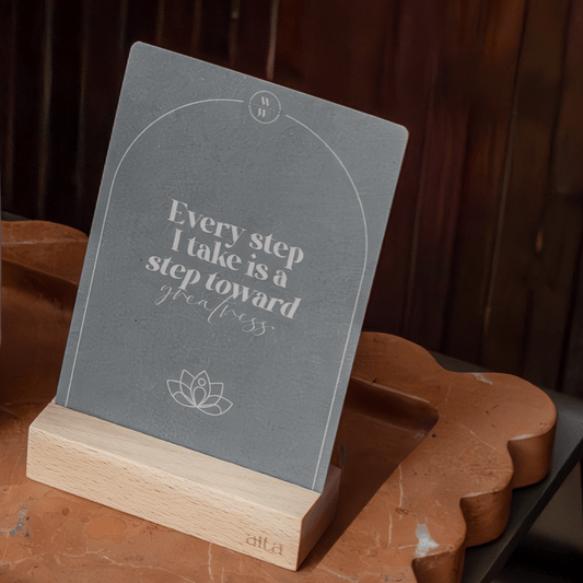 Alta Weekly Wellbeing Deck- 52 Affirmation Cards + Timber Holder Alta