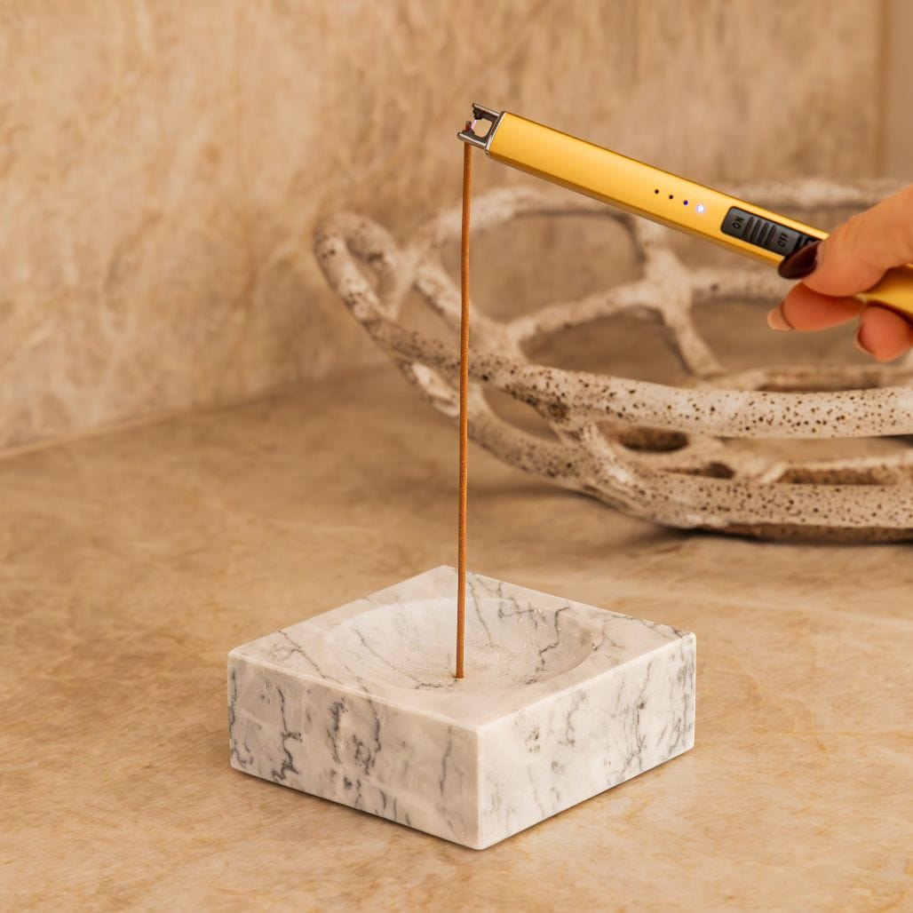 Marble Incense Holder w Lava Stones - Altasphere
