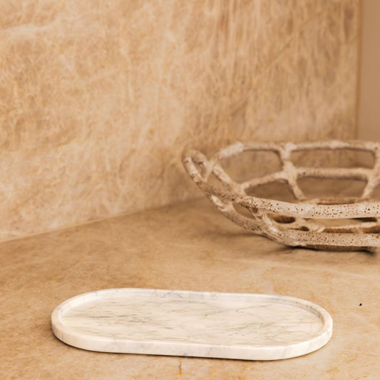 Oval Marble Tray - White - Altasphere