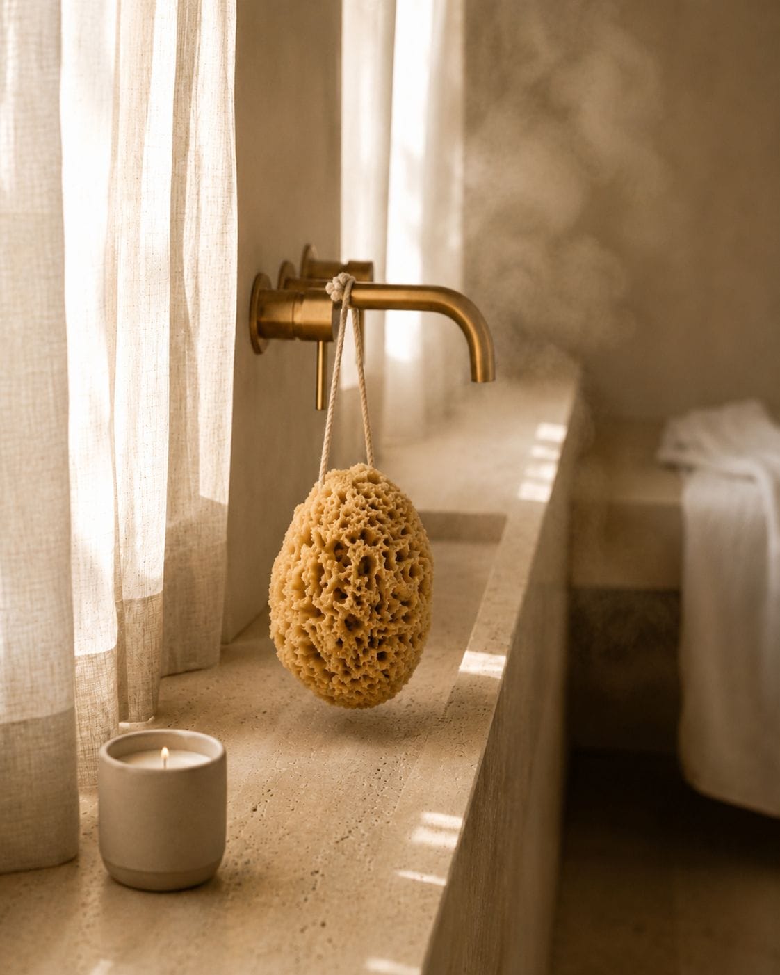 Sponge Wild Grass Exfoliating Sponge w Cord | 12.7-14cm Aqua Zoi