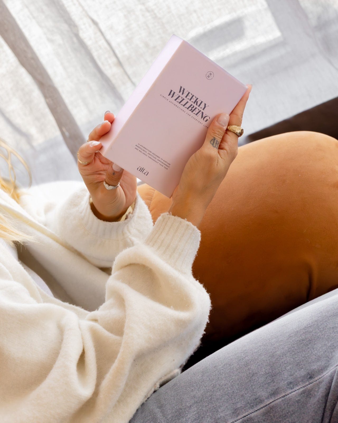 Weekly Wellbeing Deck - 52 Affirmation Cards + Timber Holder - Altasphere