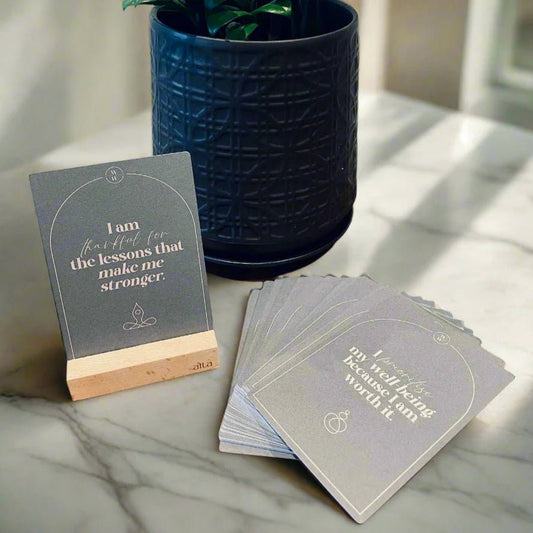 Weekly Wellness Deck - 52 Affirmation Cards + Timber Holder - Altasphere