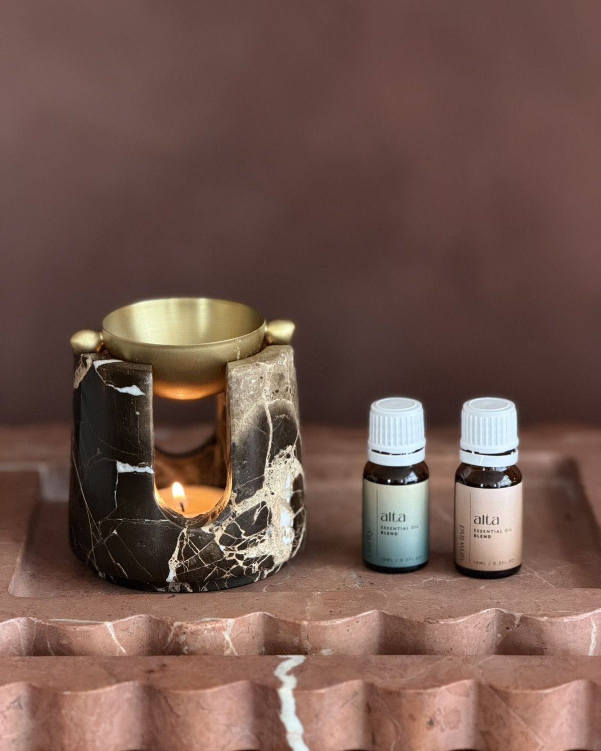 Zoe Oil Burner | Truffle Brown Marble - Altasphere