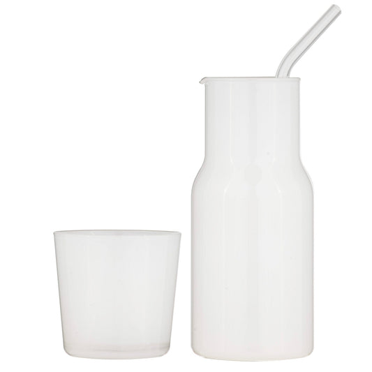 Alta Alta Carafe, Cup and Straw Set White Altasphere