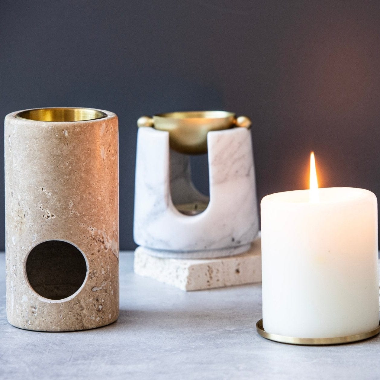 Alta Alta Column Travertine Oil Burner Altasphere