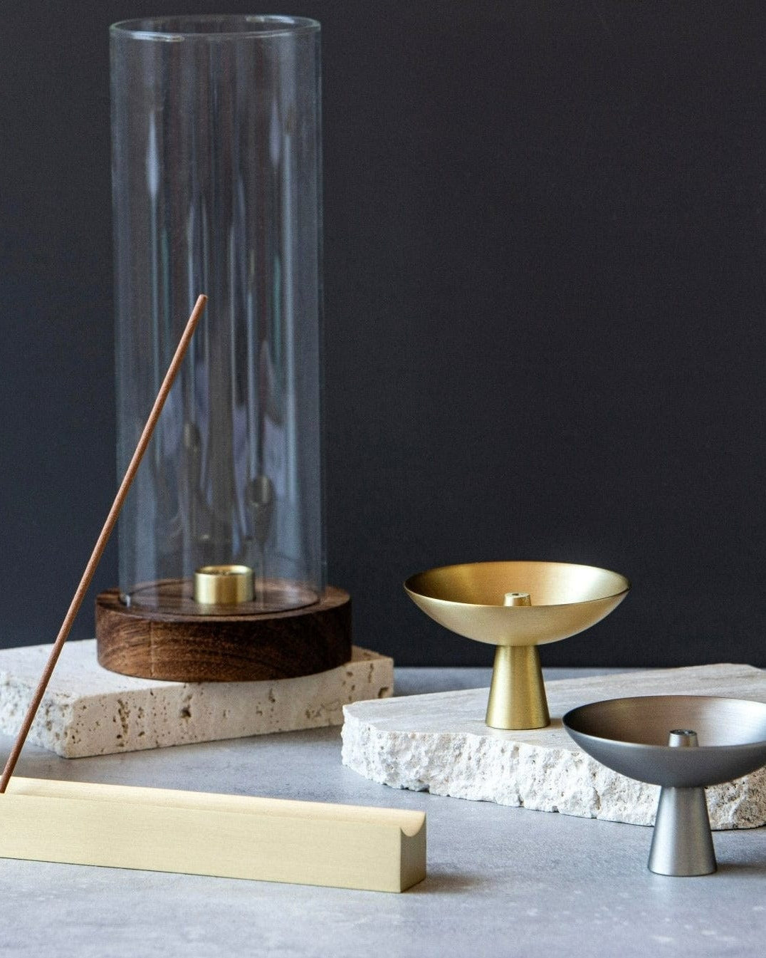 Alta Alta Rico Walnut Wood and Brass Incense Holder Altasphere