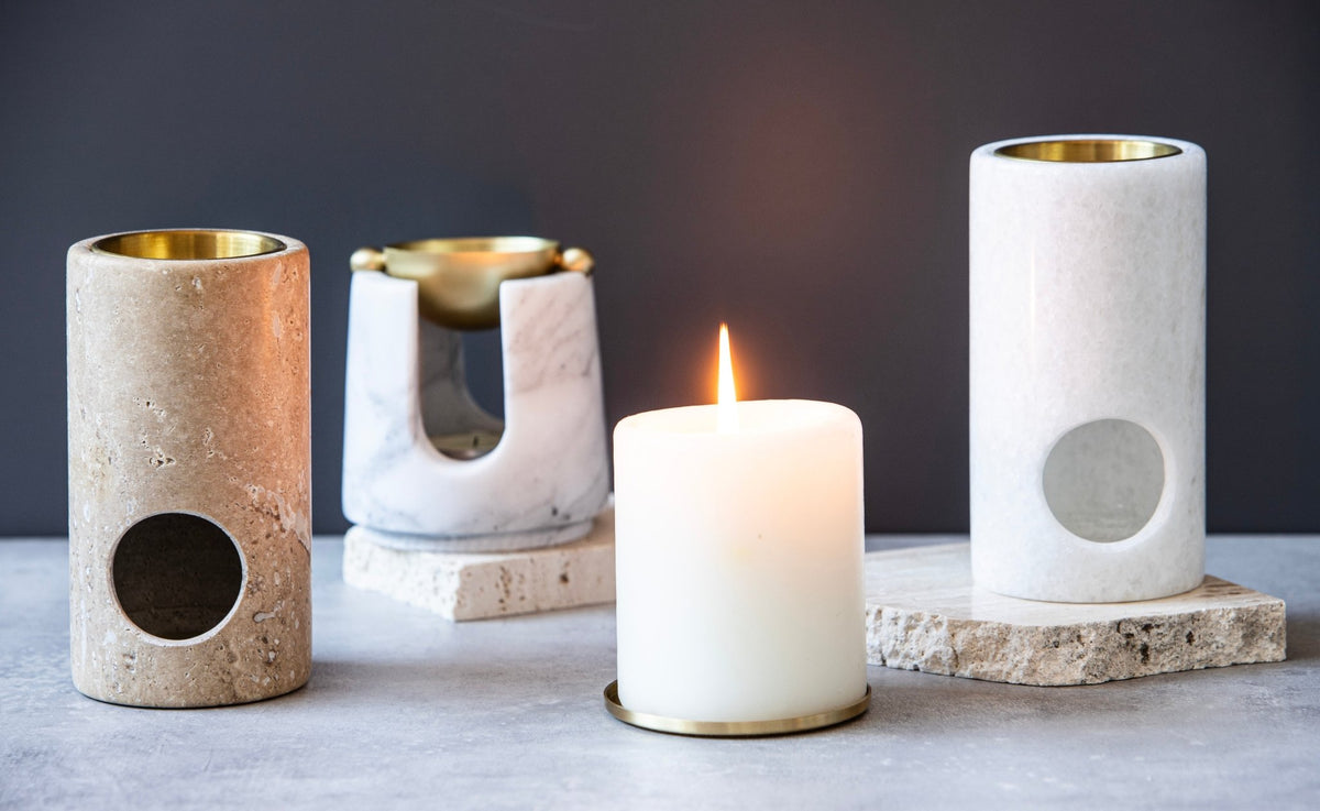 Alta Column Travertine Oil Burner - Altasphere