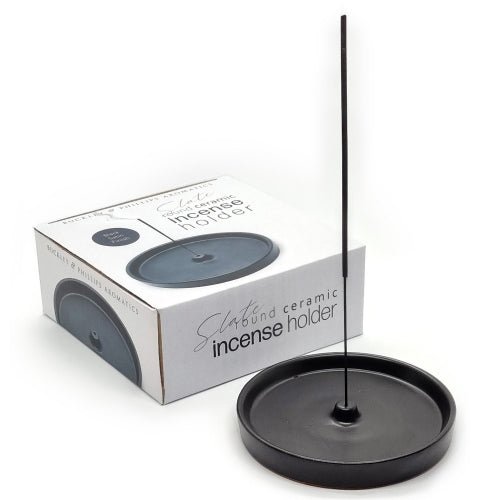 Black Ceramic Incense Holder Round - Altasphere