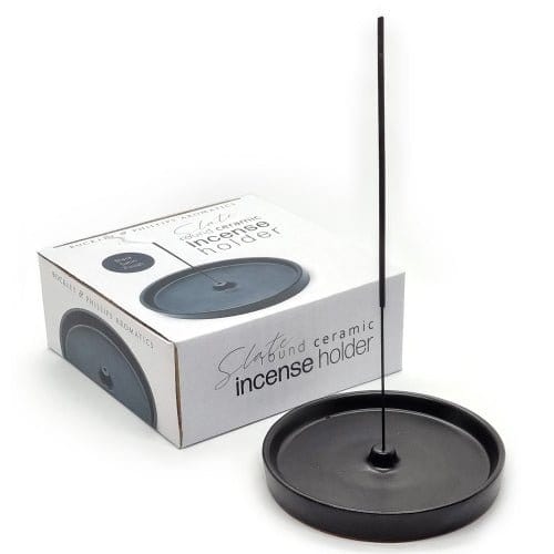 Black Ceramic Incense Holder Round Altasphere
