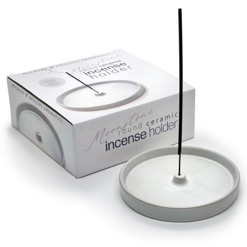 White Ceramic Incense Holder Round - Altasphere